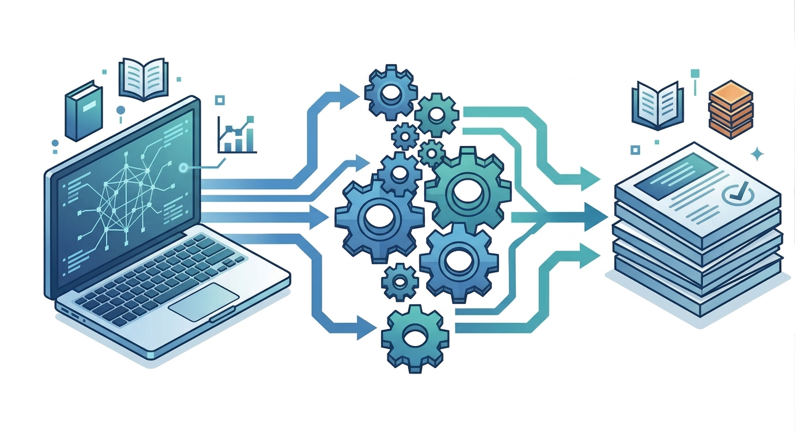 Diagram of AI-assisted research process
